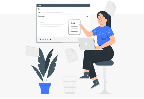 What is PostScript (P.S.) and how does it function in an email?