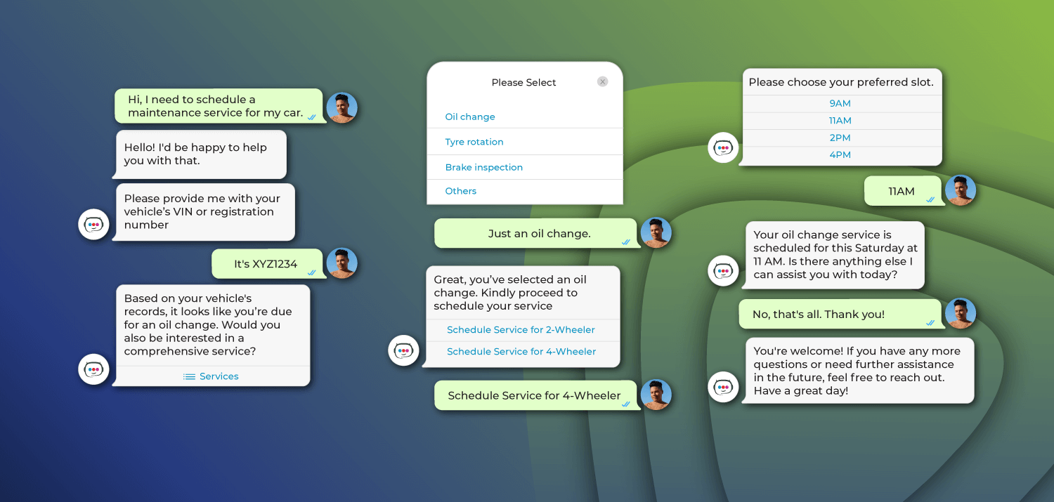 Image showcasing a conversation between customers and AI-powered chatbots on helping resolve their query, and how chatbots offers personalized marketing campaigns, customer support for making better decisions