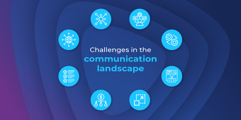 An image showcasing  the challenges enterprises face in modern communication landscapes.